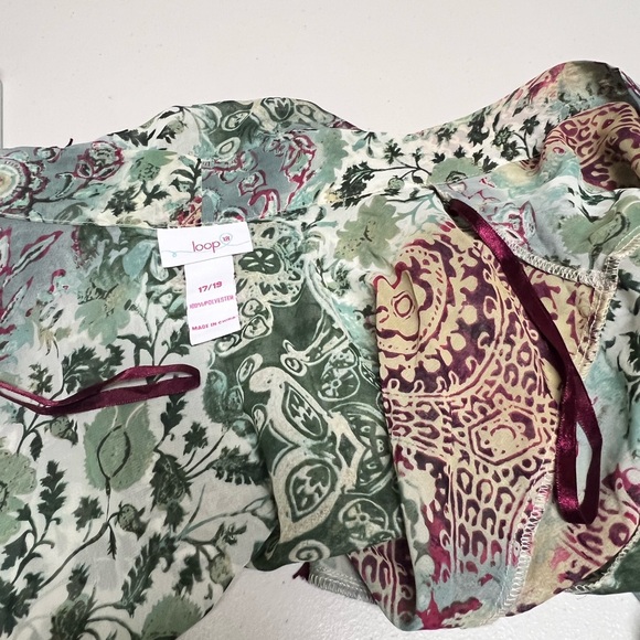 Loop 18 Sheer Kimono Fringe Hem Boho Hippie Women’s Size 17/19 Floral - Picture 6 of 9